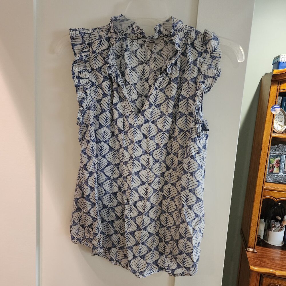 NIC+ZOE lilipad blues cami tank shirt small